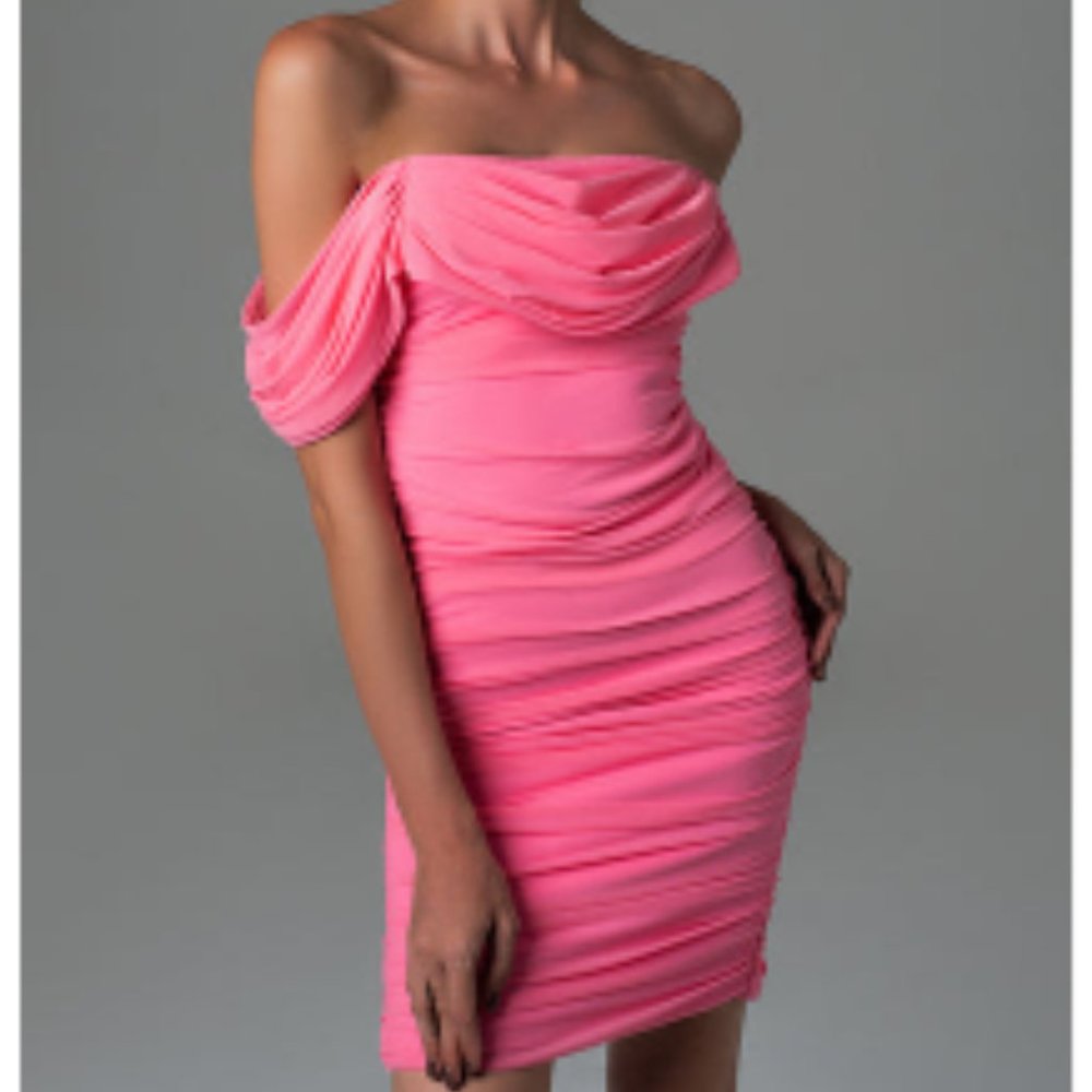 Off Shoulder Ruched Midi Dress